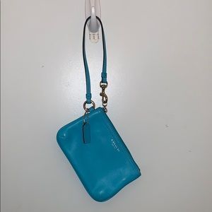 Turquoise Coach wristlet